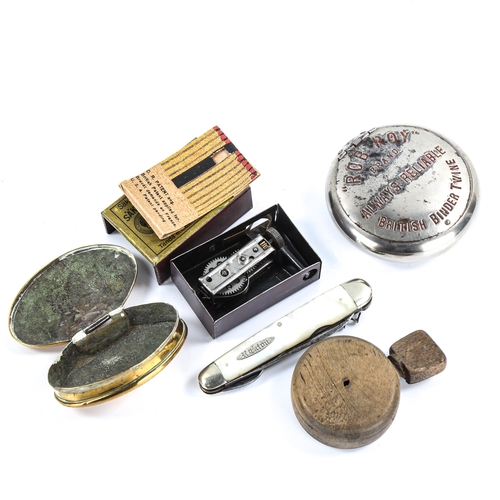 1313 - A mixed group of collectable items, including penknife, tobacco tin etc