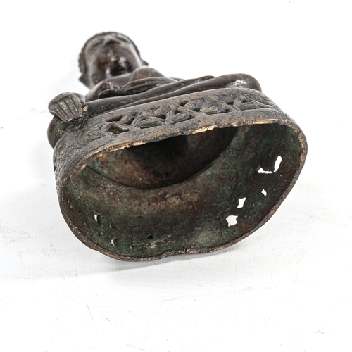 1341 - An Oriental patinated bronze seated Buddha, height 17cm