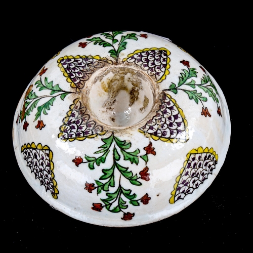 1397 - A Turkish pottery lemon squeezer, Kutahya ceramic, diameter 16cm