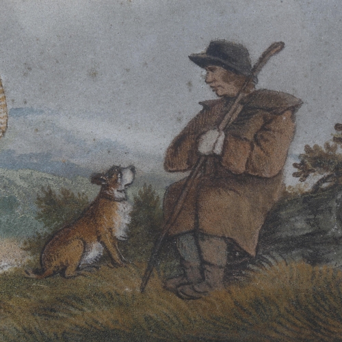 1441 - A pair of 19th century watercolours after George Morland, rural scenes, framed, overall 44cm x 50cm