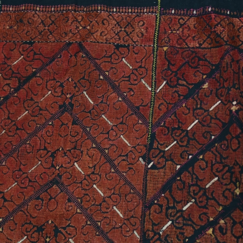 1448 - A long Indian embroidered cloth, and hand embroidered black ground embroidered cloth (2)