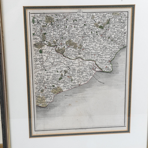 1450 - 17th/18th century hand coloured map of the Sussex coast, by Greenvile Collins, modern frame, image 4... 