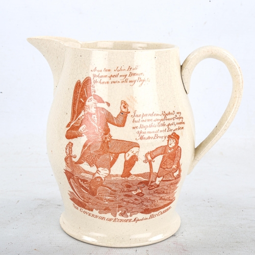 1473 - A cream ware Success To The Volunteers jug, circa 1800, height 13cm