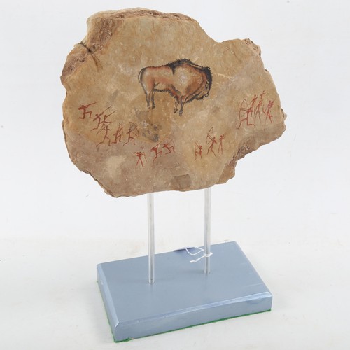 1873 - Chris Watson, contemporary mixed media paint/stone, Cave Art, height 15