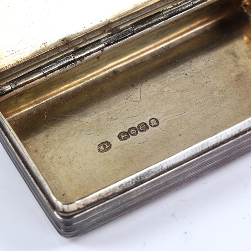 160 - A George II silver snuffbox, plain rectangular form with engine turned decoration and cast floral th... 