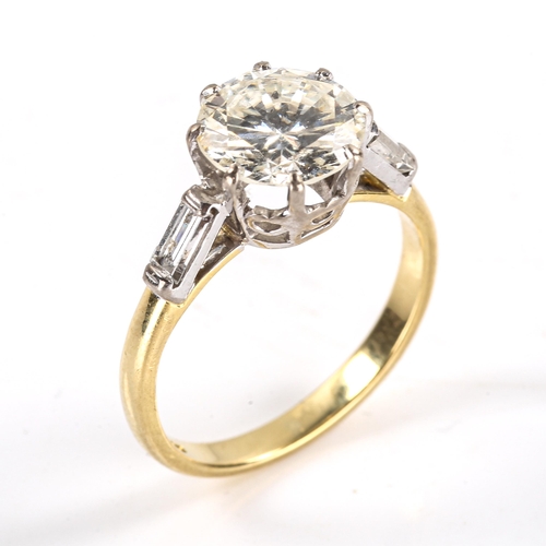 229 - A modern 18ct gold 2.6ct solitaire diamond ring, set with principal modern round brilliant cut diamo... 