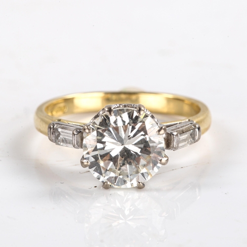 229 - A modern 18ct gold 2.6ct solitaire diamond ring, set with principal modern round brilliant cut diamo... 