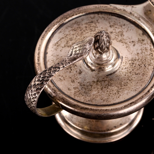 238 - A George V silver Aladdin oil lamp table lighter, by Joseph Braham, indistinct hallmark, height 7cm,... 