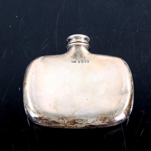 245 - A small Victorian silver curved hip flask, rounded rectangular form with screw cap, by James Dixon &... 