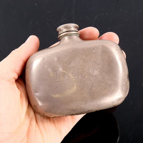 245 - A small Victorian silver curved hip flask, rounded rectangular form with screw cap, by James Dixon &... 