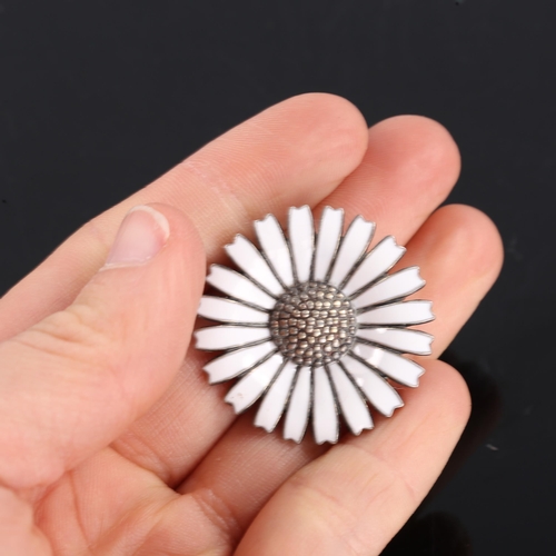 268 - ANTON MICHELSEN - a Vintage Danish vermeil sterling silver and white enamel daisy pattern demi-parur... 