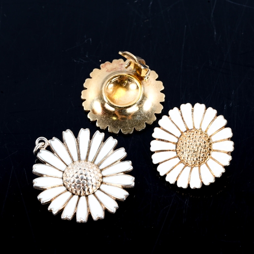 272 - VIGGO PEDERSEN - a Danish vermeil sterling silver and white enamel daisy pattern pendant, and BENT G... 