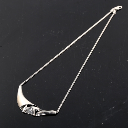 277 - NIELS ERIK FROM - a Vintage Danish stylised sterling silver fold pendant necklace, and a double-hors... 