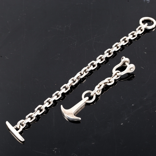 280 - AARRE & KROGH - a heavy Danish sterling silver cable link chain bracelet, length 20cm, and OLE LYNGG... 