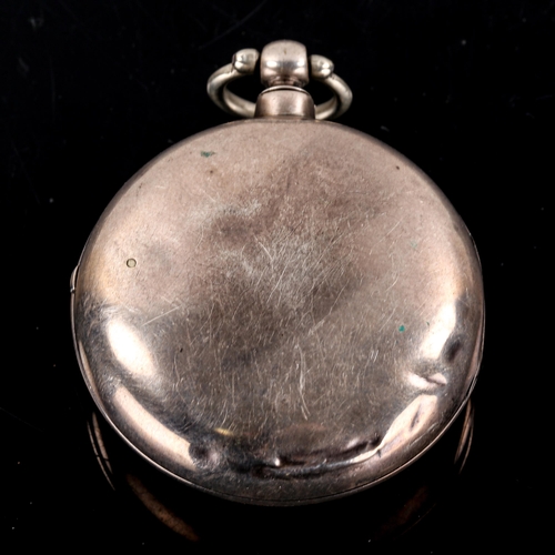 79 - A 19th century silver pair cased open-face key-wind pocket watch, by B Birkle & Co of Croydon, white... 