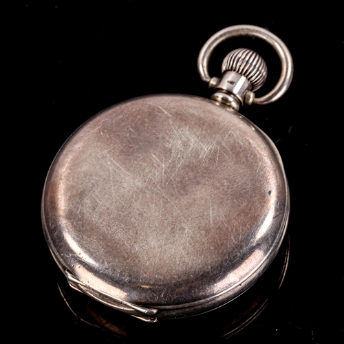 81 - An early 20th century silver cased open-face top-wind pocket watch, white enamel dial with Arabic nu... 