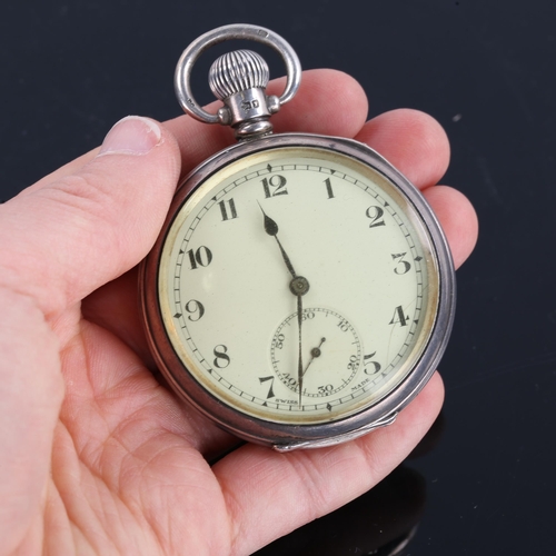 81 - An early 20th century silver cased open-face top-wind pocket watch, white enamel dial with Arabic nu... 