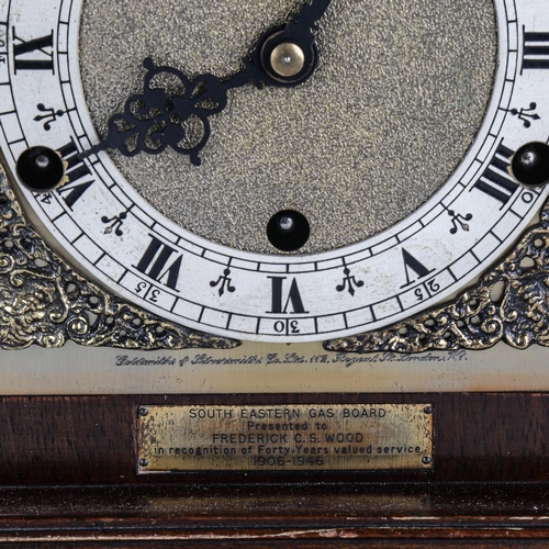 90 - An early 20th century mahogany-cased 8-day chiming bracket clock, by Perivale, brass dial with silve... 