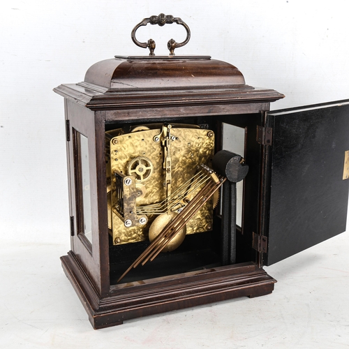 90 - An early 20th century mahogany-cased 8-day chiming bracket clock, by Perivale, brass dial with silve... 