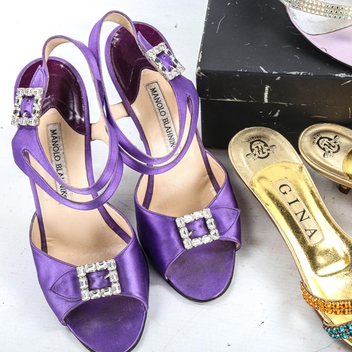 1452 - MANOLO BLAHNIK - 2 pairs of lady's high heeled shoes, size 37.5, and a pair of Gina lady's shoes wit... 