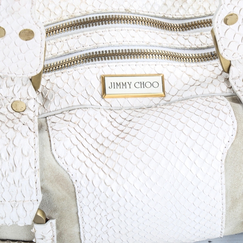 1453 - JIMMY CHOO - white lizard-skin handbag, length approx 38cm