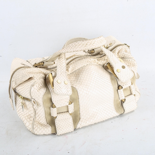 1453 - JIMMY CHOO - white lizard-skin handbag, length approx 38cm