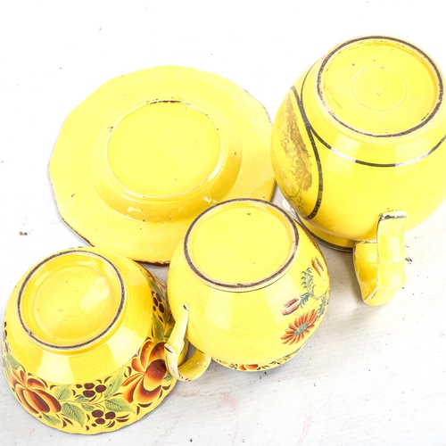 1462 - 4 pieces of 19th century yellow glaze Staffordshire Pottery