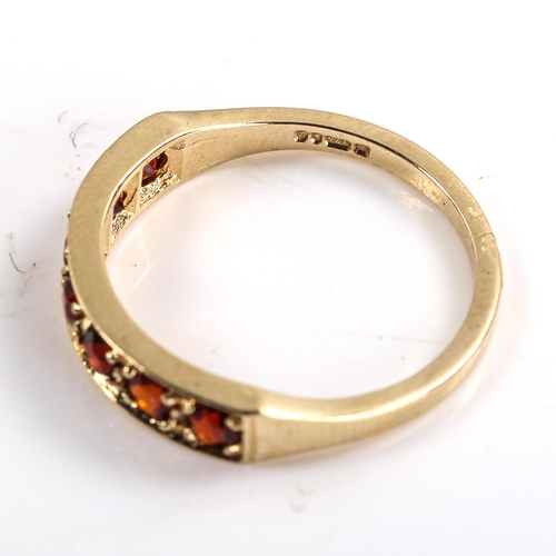 304 - A late 20th century 9ct gold garnet half eternity ring, set with round cut garnets, hallmarks London... 