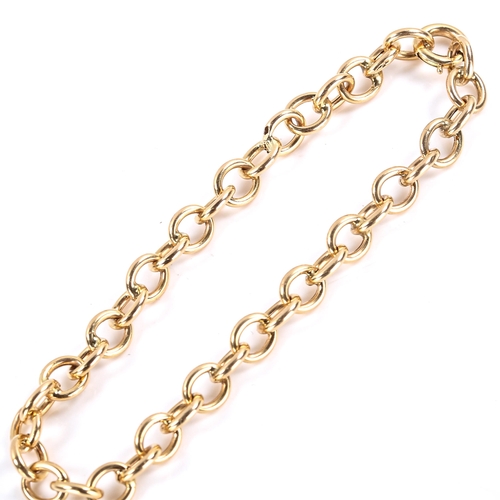 308 - A Continental gold hollow cable link chain bracelet, length 19cm, 6g