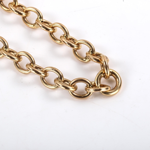 308 - A Continental gold hollow cable link chain bracelet, length 19cm, 6g