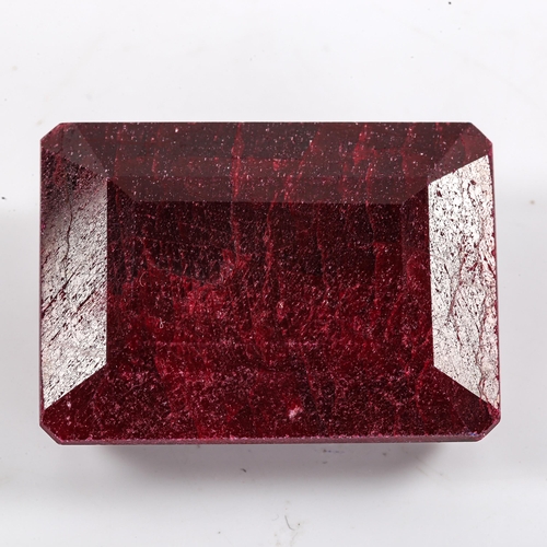 310 - 233.20ct rectangular step-cut ruby, dimensions: 14.60mm x 28.76mm x 40.23mm, 46.2g, with IDT Gemston... 