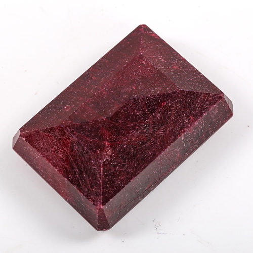 310 - 233.20ct rectangular step-cut ruby, dimensions: 14.60mm x 28.76mm x 40.23mm, 46.2g, with IDT Gemston... 