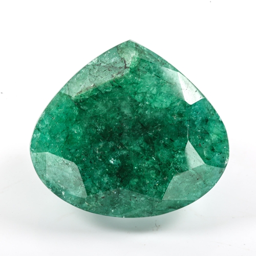 312 - 641ct unmounted pear cut emerald, dimensions: 59.00 x 53.00 x 34.00mm, 128.42g, with GLI Gemstone Re... 