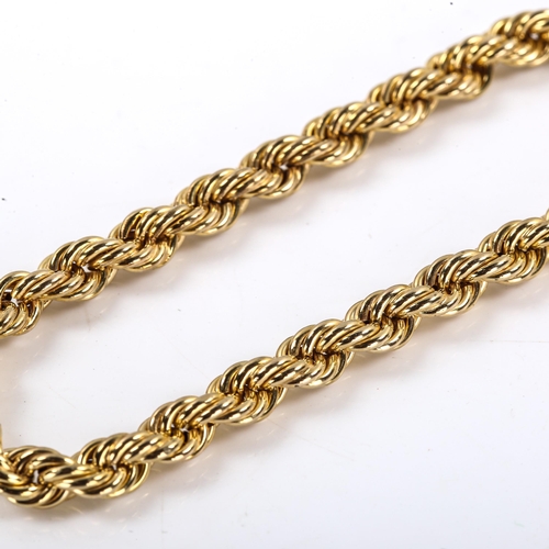 317 - A late 20th century 9ct gold rope twist chain bracelet, hallmarks London 1977, length 19cm, 6.6g