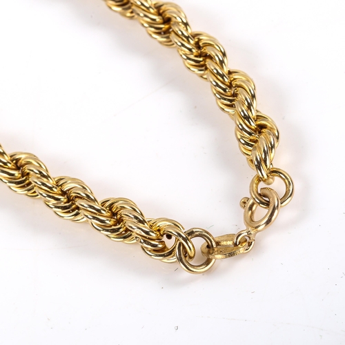 317 - A late 20th century 9ct gold rope twist chain bracelet, hallmarks London 1977, length 19cm, 6.6g