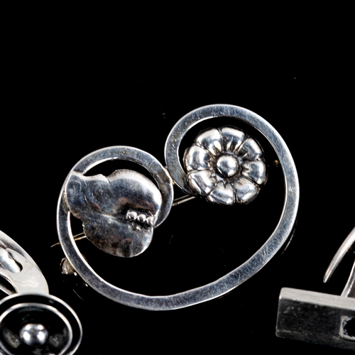 351 - Various Danish stylised sterling silver jewellery, including 2 pairs of Niels Erik From cufflinks, a... 