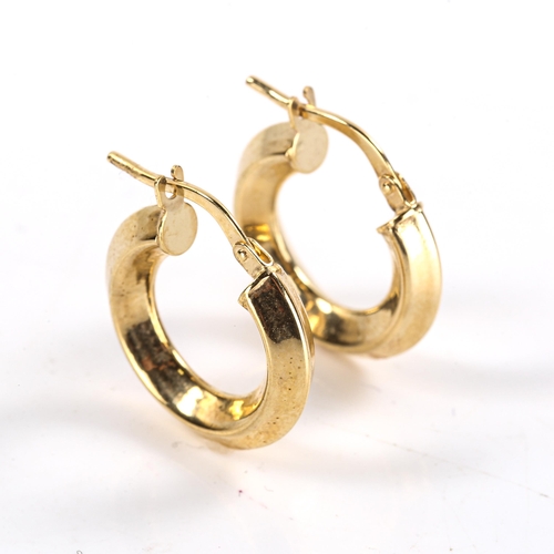 476 - A modern pair of 9ct gold hoop earrings, with French lock fittings, hoop diameter 17.4mm, 1.3g