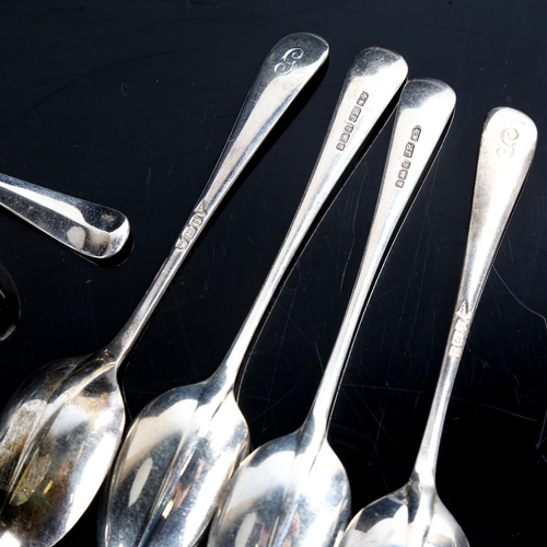 486 - 2 sets of 6 early 20th century silver Rattail pattern teaspoons, by Walker & Hall and Joseph Rodgers... 