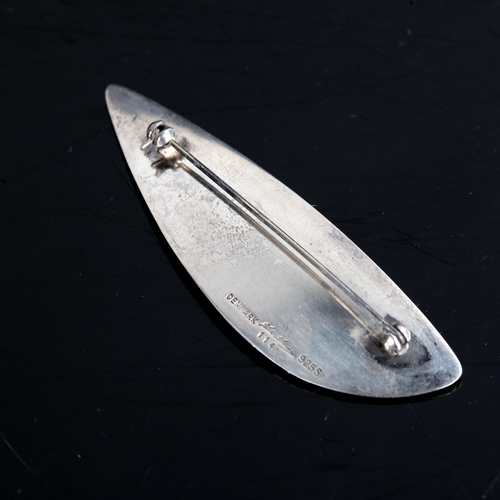 503 - HANS HANSEN - a modernist Danish stylised sterling silver wing/sail brooch, designed by Bent Gabriel... 