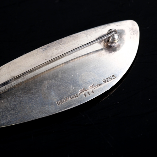 503 - HANS HANSEN - a modernist Danish stylised sterling silver wing/sail brooch, designed by Bent Gabriel... 