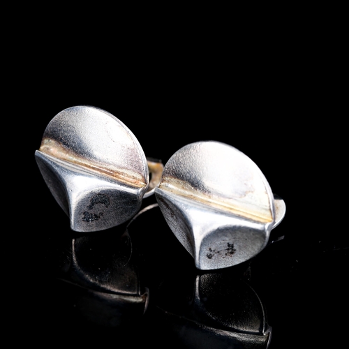 508 - BJORN WECKSTROM for LAPPONIA - a pair of Vintage Swedish sterling silver fold clip-on earrings, hall... 