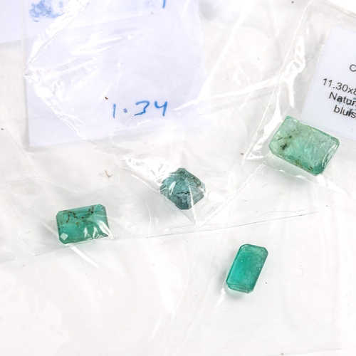 522 - 4 unmounted step-cut emeralds, including 1.34ct rectangular step-cut, and 1.67ct rectangular step-cu... 