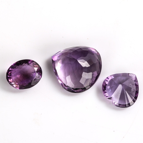 524 - 2 unmounted amethyst, comprising 6.10ct heart-cut and 5.46ct oval mixed-cut, both with certificates ... 