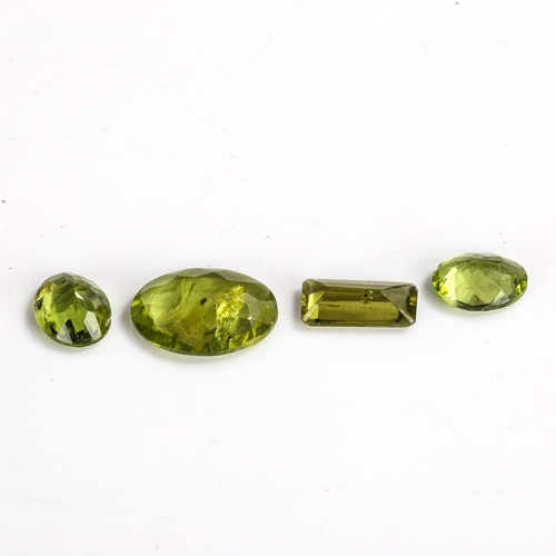 525 - 4 unmounted peridots, including 5.07ct oval mixed-cut, 2.17ct emerald step-cut, all with certificate... 