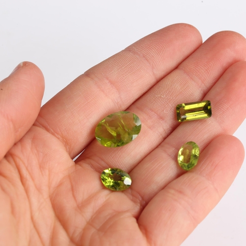 525 - 4 unmounted peridots, including 5.07ct oval mixed-cut, 2.17ct emerald step-cut, all with certificate... 