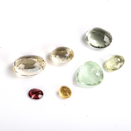 527 - Various unmounted gemstones, including 17.29ct oval mixed-cut prasiolite, 28.82ct oval mixed-cut cit... 