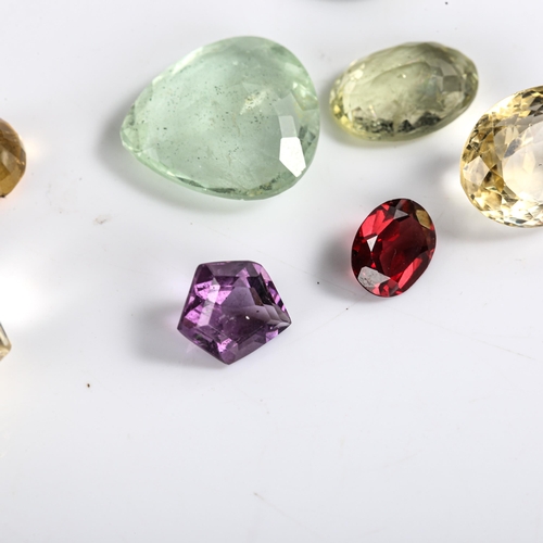 527 - Various unmounted gemstones, including 17.29ct oval mixed-cut prasiolite, 28.82ct oval mixed-cut cit... 