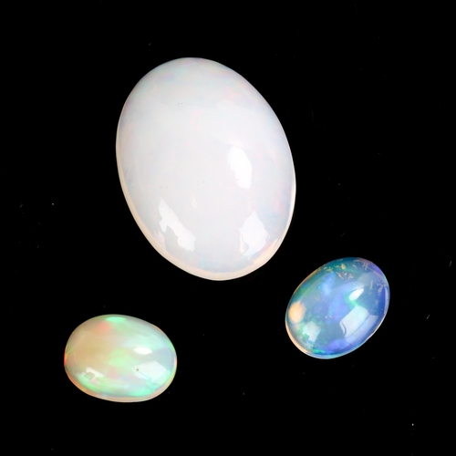 528 - 3 unmounted oval cabochon white opals, including 8.55ct, 1.54ct and 1.29ct, all with certificates (3... 