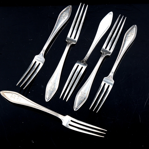 550 - A set of 6 American sterling silver dessert forks, marked RF Polack, length 13cm