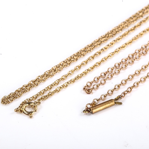 562 - 2 9ct gold chain necklaces, lengths 48cm and 62cm, 7.8g total (2)